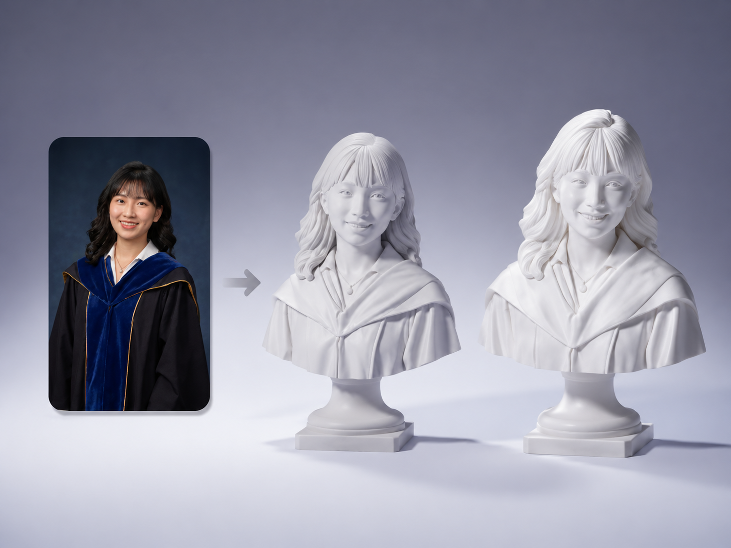 Busto Personalizado desde Foto con Base | Escultura de Retrato para Regalo, Boda, Aniversario o Graduación