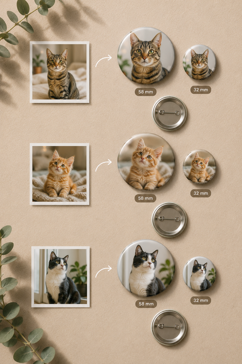 Botón Personalizado con Foto de tu Mascota | Pin para Mochila, Chaqueta o Regalo Origina