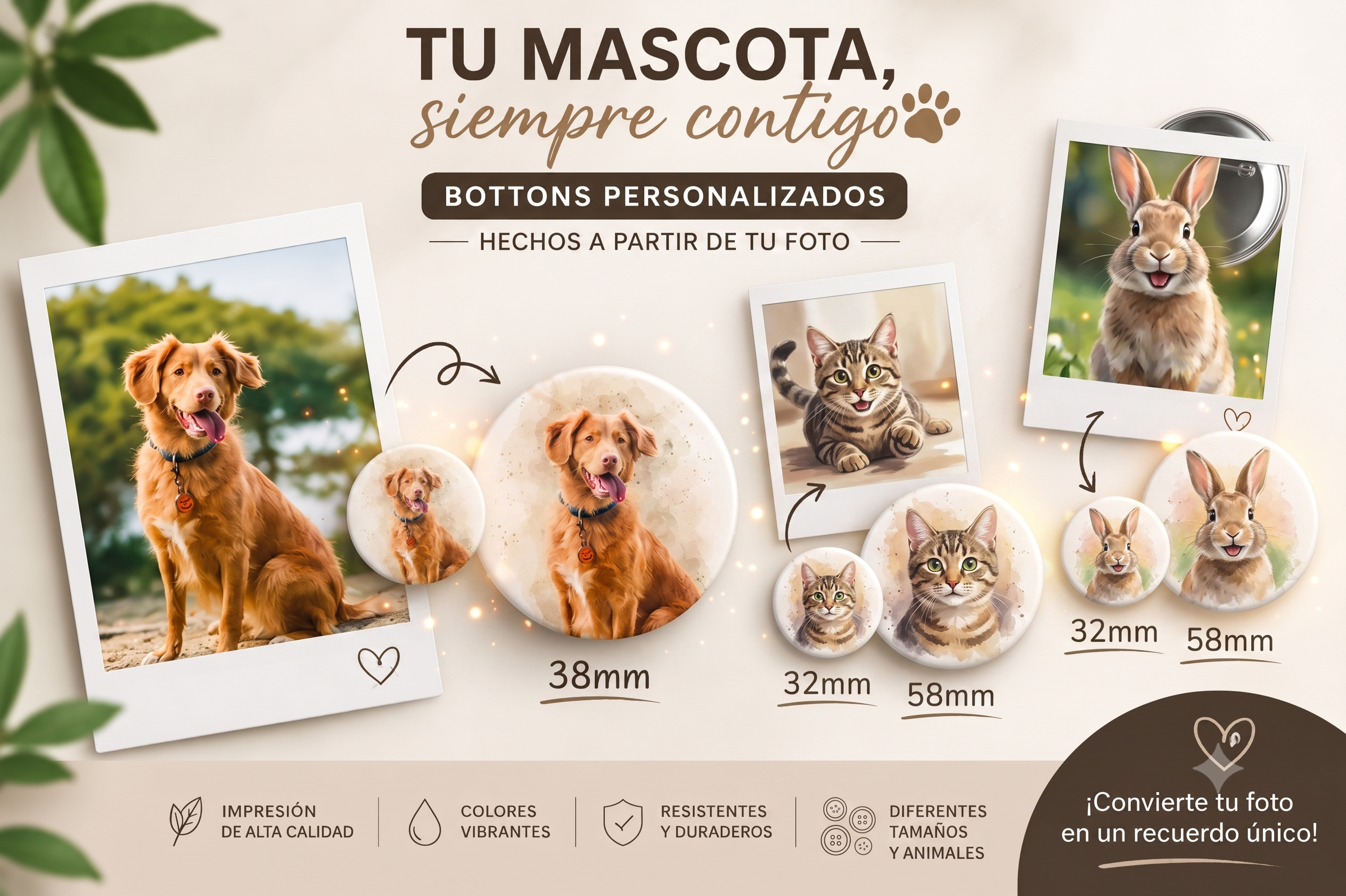 Botón Personalizado con Foto de tu Mascota | Pin para Mochila, Chaqueta o Regalo Origina