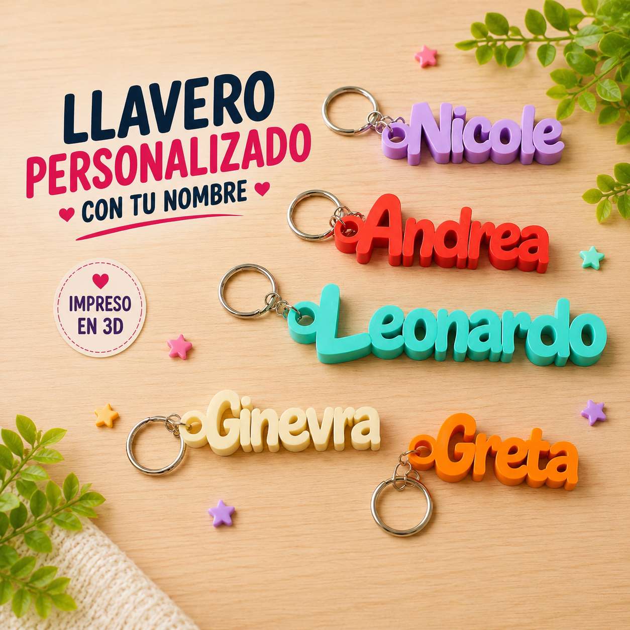 Llavero Personalizado con Nombre | Etiqueta para Mochila, Bolso, Estuche o Llaves