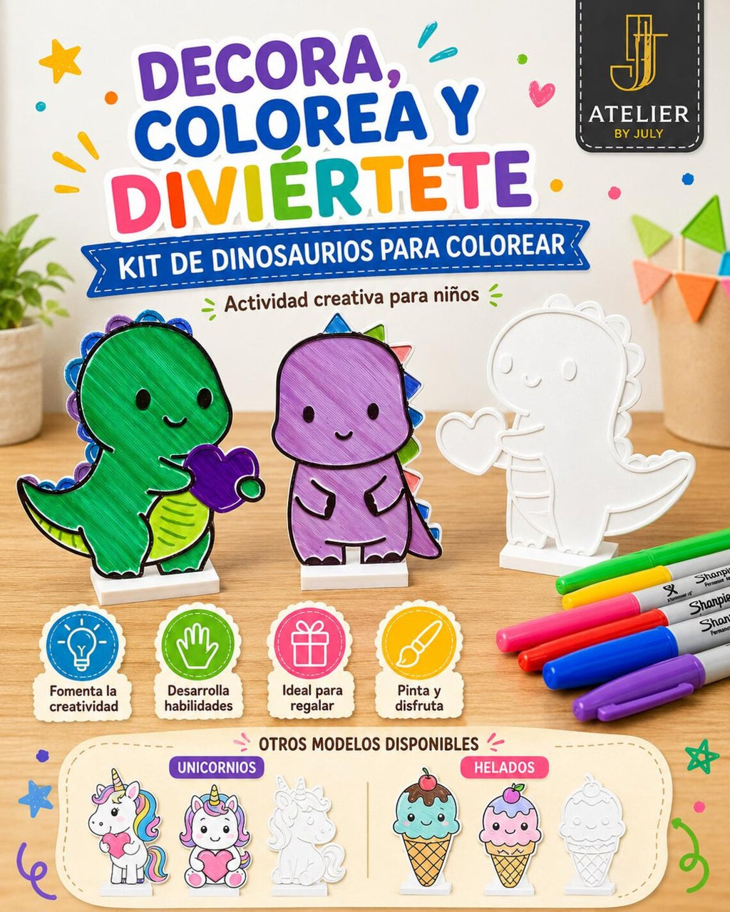 Kit de Figuras para Colorear | Actividad Creativa para Niños, Fiestas y Manualidades